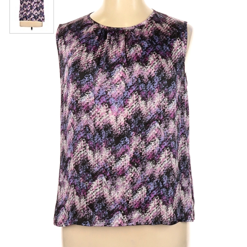Tahari purple and black sleeveless blouse - Women's XS